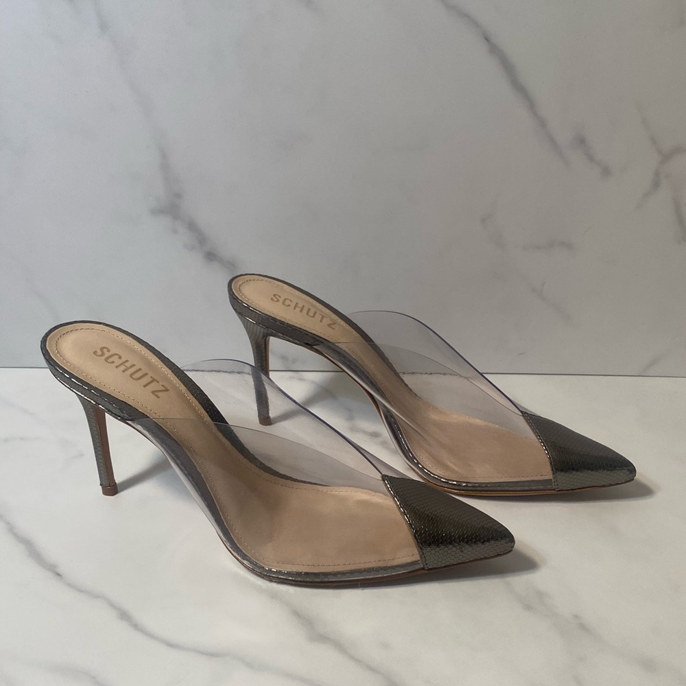 SCHUTZ Eugenia Metallic Leather VInyl Mule - Picture 6 of 7
